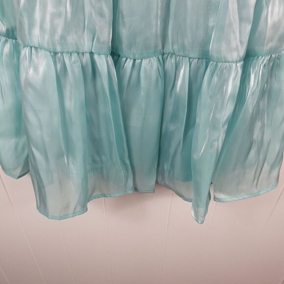 Lulus Womens Thriving Darling Shiny Sleeveless Tiered Mini Dress Large - Picture 10 of 13